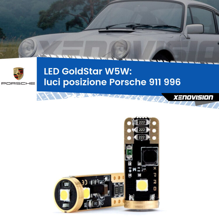 <strong>Luci posizione LED Porsche 911</strong> 996 1997-2001: ottima luminosità a 360 gradi. Si inseriscono ovunque. Canbus, Top Quality.