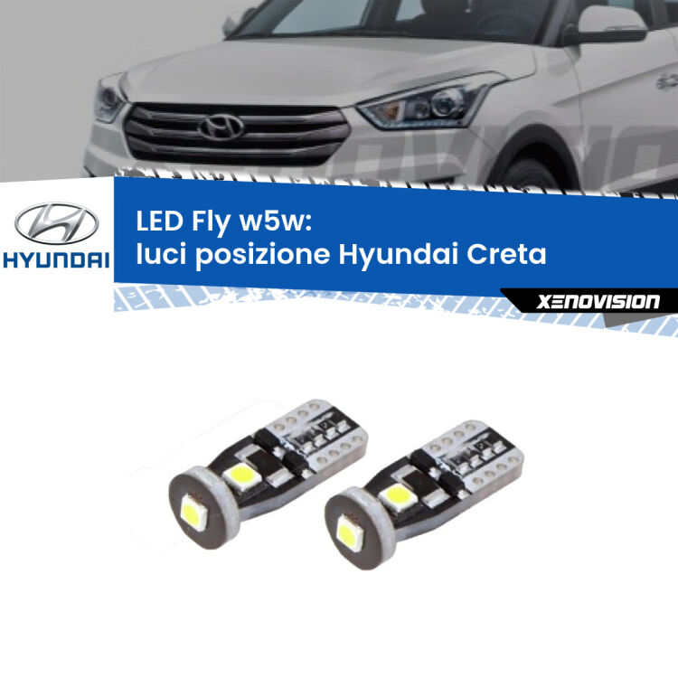 <strong>luci posizione LED per Hyundai Creta</strong>  prima serie. Coppia lampadine <strong>w5w</strong> Canbus compatte modello Fly Xenovision.