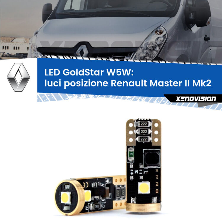 <strong>Luci posizione LED Renault Master II</strong> Mk2 1998-2009: ottima luminosità a 360 gradi. Si inseriscono ovunque. Canbus, Top Quality.