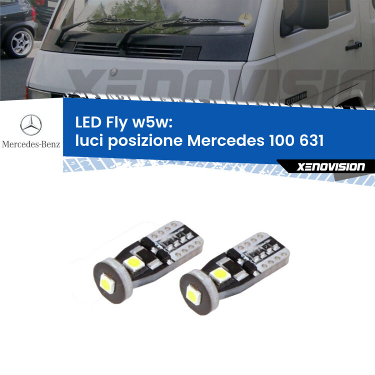 <strong>luci posizione LED per Mercedes 100</strong> 631 restyling. Coppia lampadine <strong>w5w</strong> Canbus compatte modello Fly Xenovision.