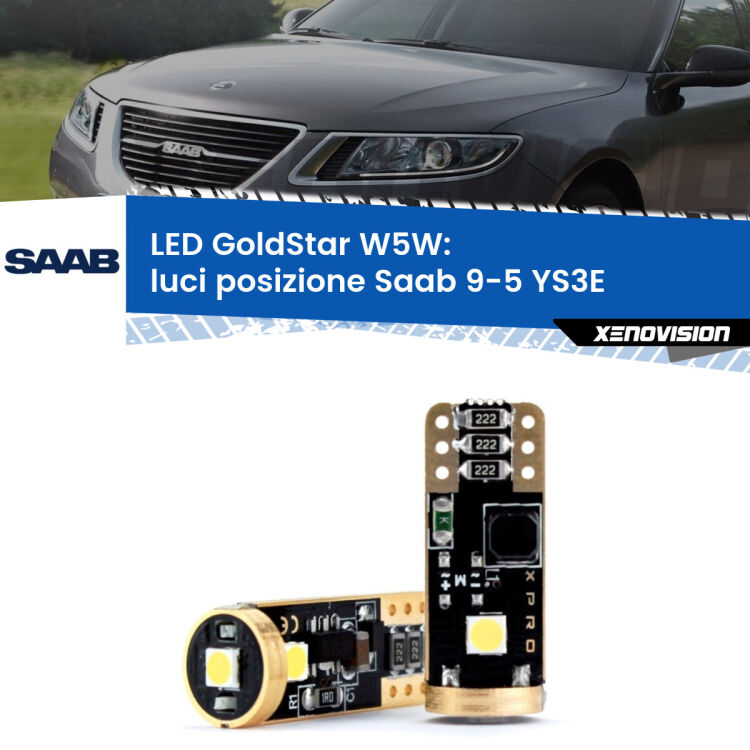 <strong>Luci posizione LED Saab 9-5</strong> YS3E 1997-2010: ottima luminosità a 360 gradi. Si inseriscono ovunque. Canbus, Top Quality.