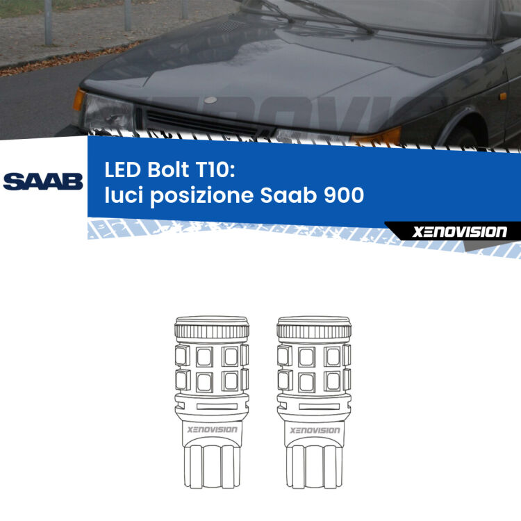 <strong>Luci posizione LED per Saab 900</strong>  1993-1998. Coppia lampade <strong>T10</strong> modello Bolt canbus.