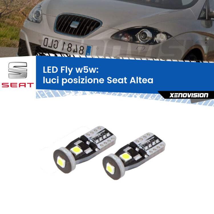 <strong>luci posizione LED per Seat Altea</strong>  2004-2010. Coppia lampadine <strong>w5w</strong> Canbus compatte modello Fly Xenovision.