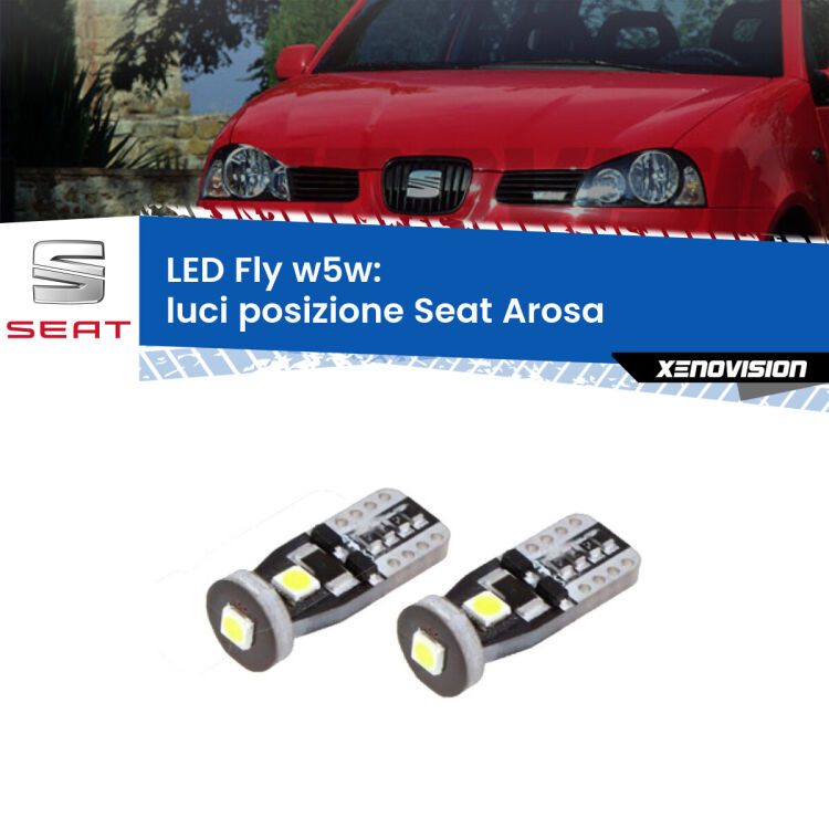 <strong>luci posizione LED per Seat Arosa</strong>  1997-2004. Coppia lampadine <strong>w5w</strong> Canbus compatte modello Fly Xenovision.