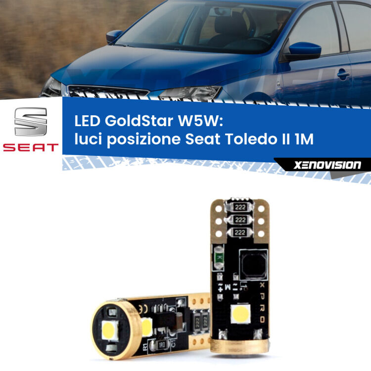 <strong>Luci posizione LED Seat Toledo II</strong> 1M 1998-2006: ottima luminosità a 360 gradi. Si inseriscono ovunque. Canbus, Top Quality.