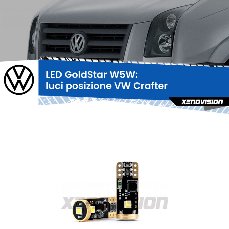 <strong>Luci posizione LED VW Crafter</strong>  senza luci diurne: ottima luminosità a 360 gradi. Si inseriscono ovunque. Canbus, Top Quality.