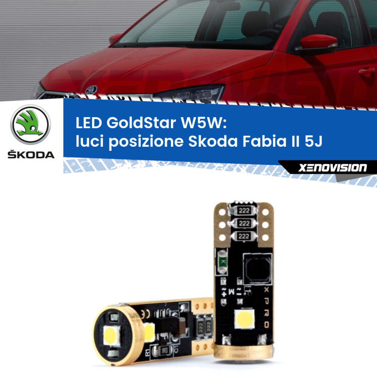 <strong>Luci posizione LED Skoda Fabia II</strong> 5J 2006-2014: ottima luminosità a 360 gradi. Si inseriscono ovunque. Canbus, Top Quality.