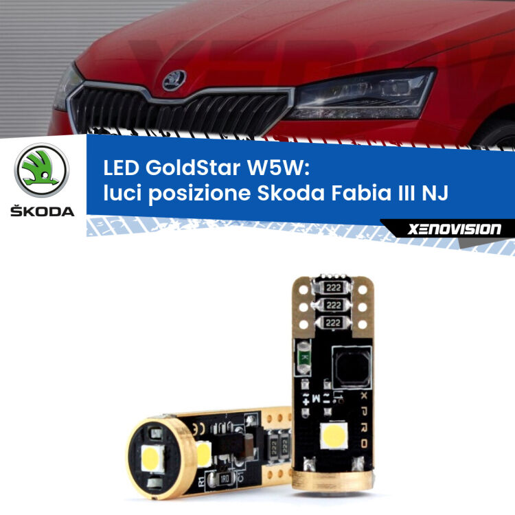 <strong>Luci posizione LED Skoda Fabia III</strong> NJ a parabola singola: ottima luminosità a 360 gradi. Si inseriscono ovunque. Canbus, Top Quality.