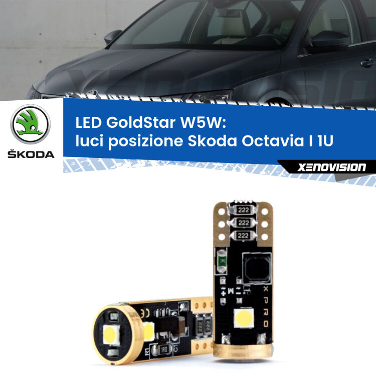 <strong>Luci posizione LED Skoda Octavia I</strong> 1U 1996-2010: ottima luminosità a 360 gradi. Si inseriscono ovunque. Canbus, Top Quality.