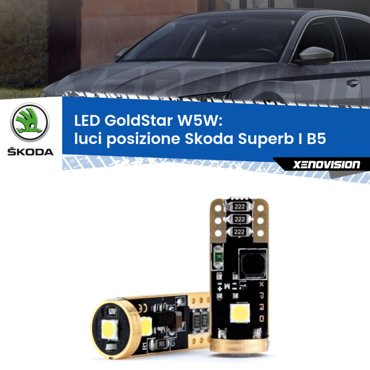 <strong>Luci posizione LED Skoda Superb I</strong> B5 2001-2008: ottima luminosità a 360 gradi. Si inseriscono ovunque. Canbus, Top Quality.