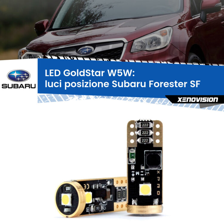 <strong>Luci posizione LED Subaru Forester</strong> SF 1997-2002: ottima luminosità a 360 gradi. Si inseriscono ovunque. Canbus, Top Quality.