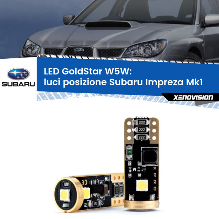 <strong>Luci posizione LED Subaru Impreza</strong> Mk1 1992-2000: ottima luminosità a 360 gradi. Si inseriscono ovunque. Canbus, Top Quality.