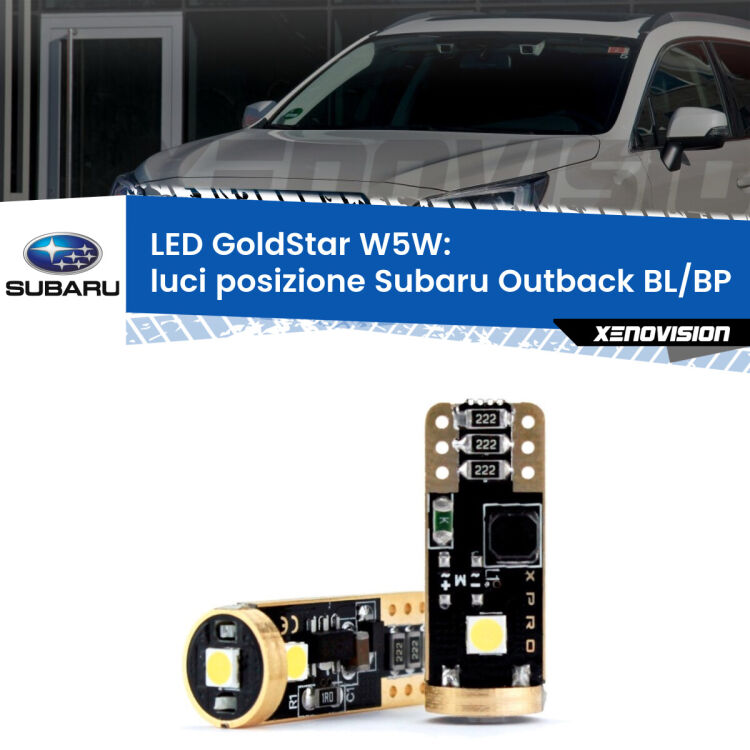 <strong>Luci posizione LED Subaru Outback</strong> BL/BP 2003-2009: ottima luminosità a 360 gradi. Si inseriscono ovunque. Canbus, Top Quality.