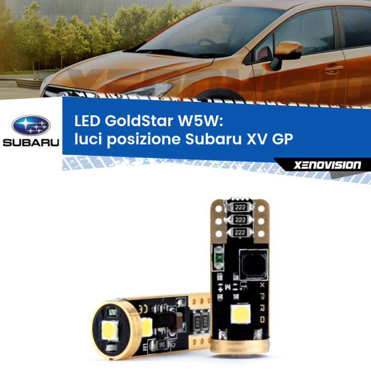 <strong>Luci posizione LED Subaru XV</strong> GP 2012-2016: ottima luminosità a 360 gradi. Si inseriscono ovunque. Canbus, Top Quality.