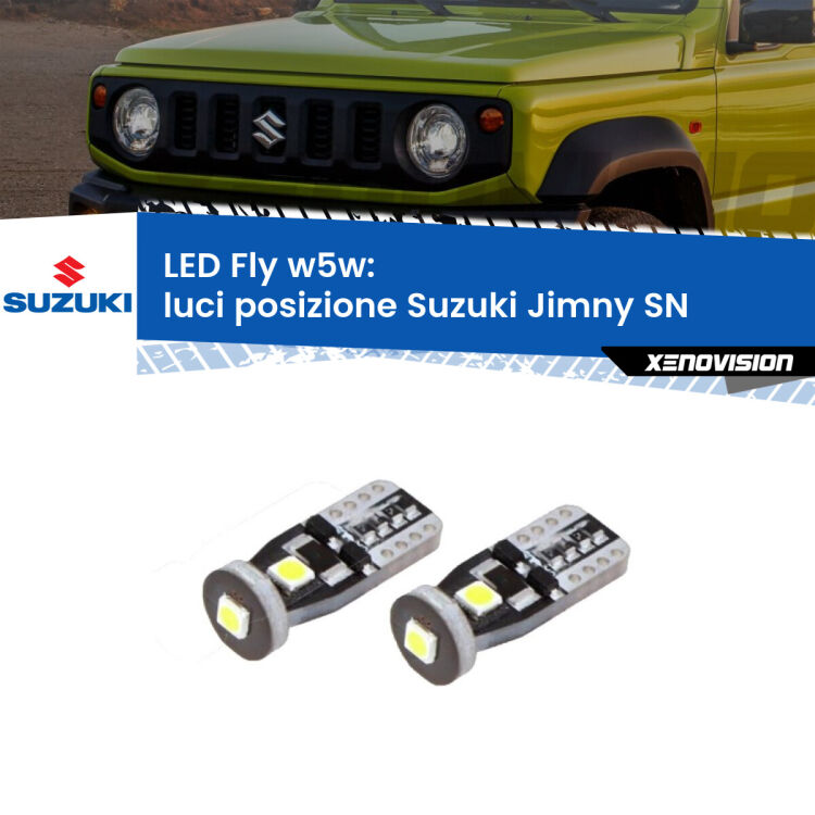 <strong>luci posizione LED per Suzuki Jimny</strong> SN 1998in poi. Coppia lampadine <strong>w5w</strong> Canbus compatte modello Fly Xenovision.