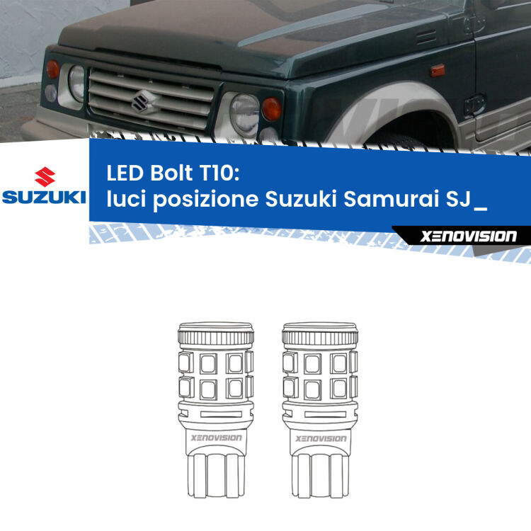 <strong>Luci posizione LED per Suzuki Samurai</strong> SJ_ Versione 1. Coppia lampade <strong>T10</strong> modello Bolt canbus.