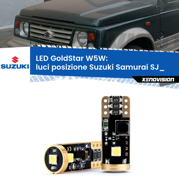 <strong>Luci posizione LED Suzuki Samurai</strong> SJ_ Versione 1: ottima luminosità a 360 gradi. Si inseriscono ovunque. Canbus, Top Quality.