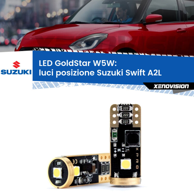 <strong>Luci posizione LED Suzuki Swift</strong> A2L 2017in poi: ottima luminosità a 360 gradi. Si inseriscono ovunque. Canbus, Top Quality.