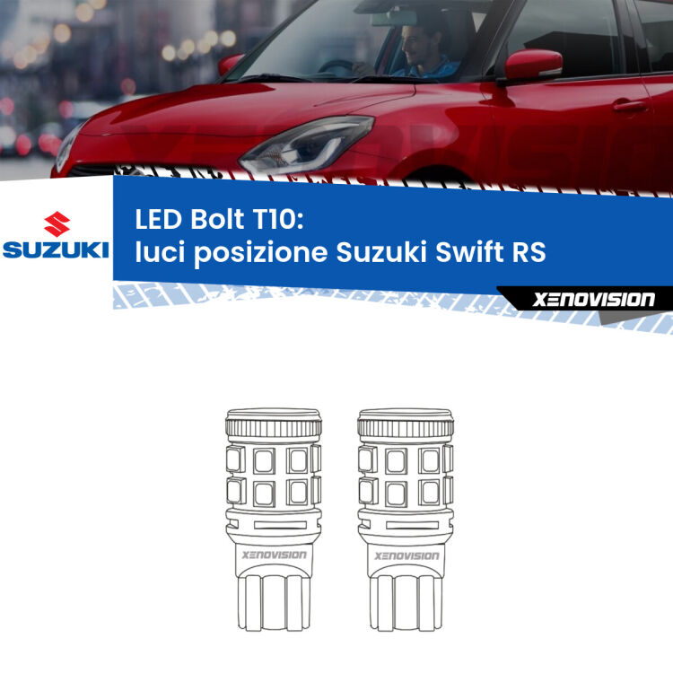 <strong>Luci posizione LED per Suzuki Swift</strong> RS 2005-2010. Coppia lampade <strong>T10</strong> modello Bolt canbus.