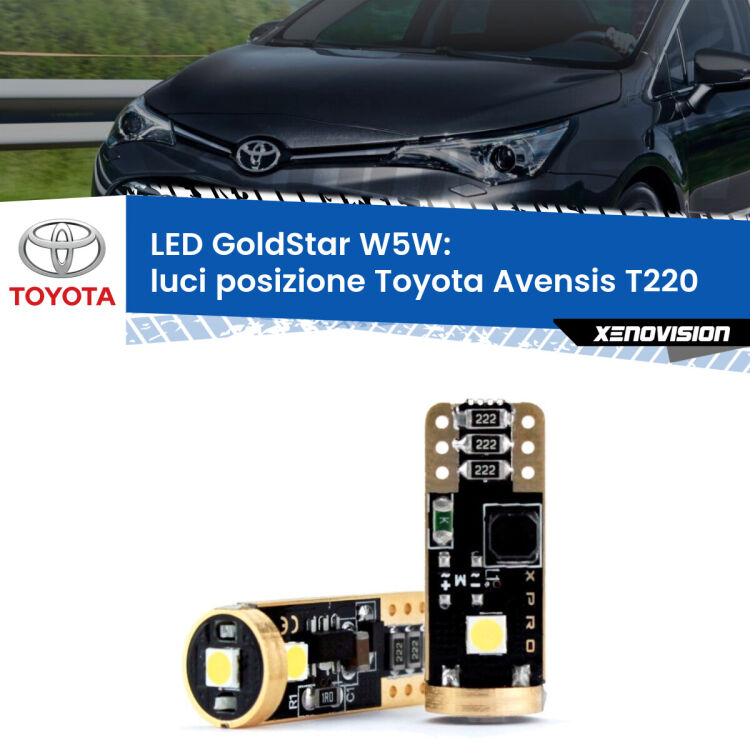 <strong>Luci posizione LED Toyota Avensis</strong> T220 1997-2003: ottima luminosità a 360 gradi. Si inseriscono ovunque. Canbus, Top Quality.