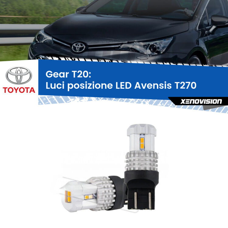 <strong>LED T20 </strong><strong>Luci posizione</strong> <strong>Toyota</strong> <strong>Avensis </strong>(T270) 2011-2018. Coppia LED effetto Stealth, ottima resa in ogni direzione, Qualità Massima.