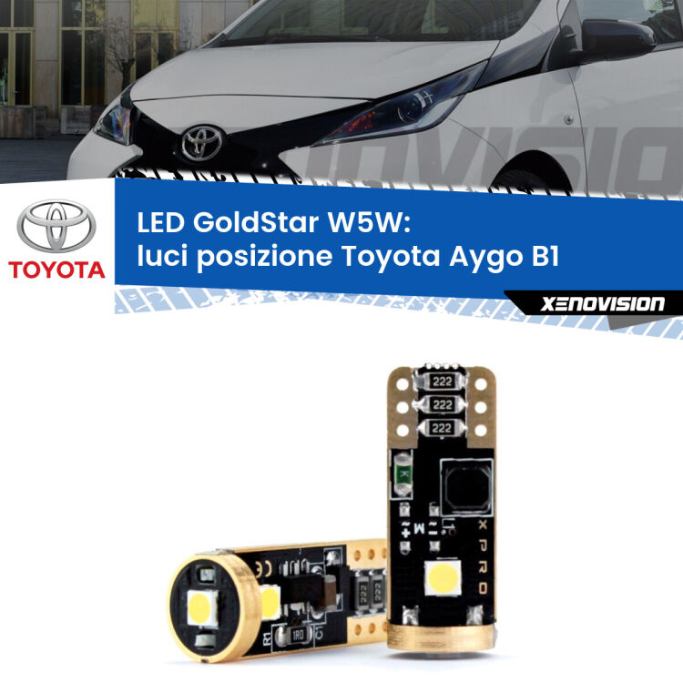 <strong>Luci posizione LED Toyota Aygo</strong> B1 2005-2014: ottima luminosità a 360 gradi. Si inseriscono ovunque. Canbus, Top Quality.