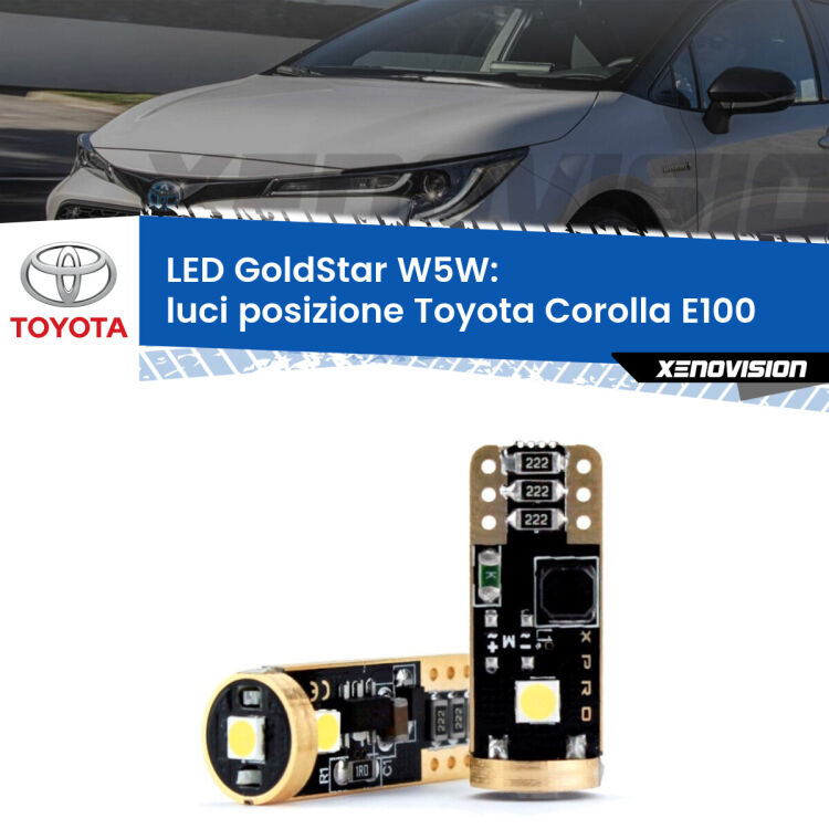 <strong>Luci posizione LED Toyota Corolla</strong> E100 1992-1997: ottima luminosità a 360 gradi. Si inseriscono ovunque. Canbus, Top Quality.