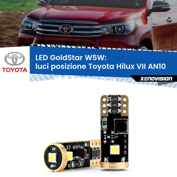 <strong>Luci posizione LED Toyota Hilux VII</strong> AN10 2004-2015: ottima luminosità a 360 gradi. Si inseriscono ovunque. Canbus, Top Quality.