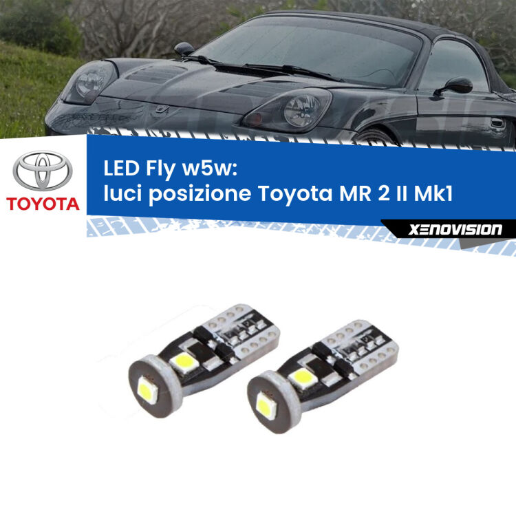 <strong>luci posizione LED per Toyota MR 2 II</strong> Mk1 1989-2000. Coppia lampadine <strong>w5w</strong> Canbus compatte modello Fly Xenovision.