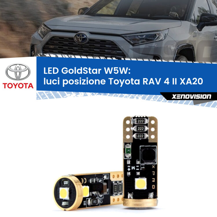 <strong>Luci posizione LED Toyota RAV 4 II</strong> XA20 2000-2005: ottima luminosità a 360 gradi. Si inseriscono ovunque. Canbus, Top Quality.