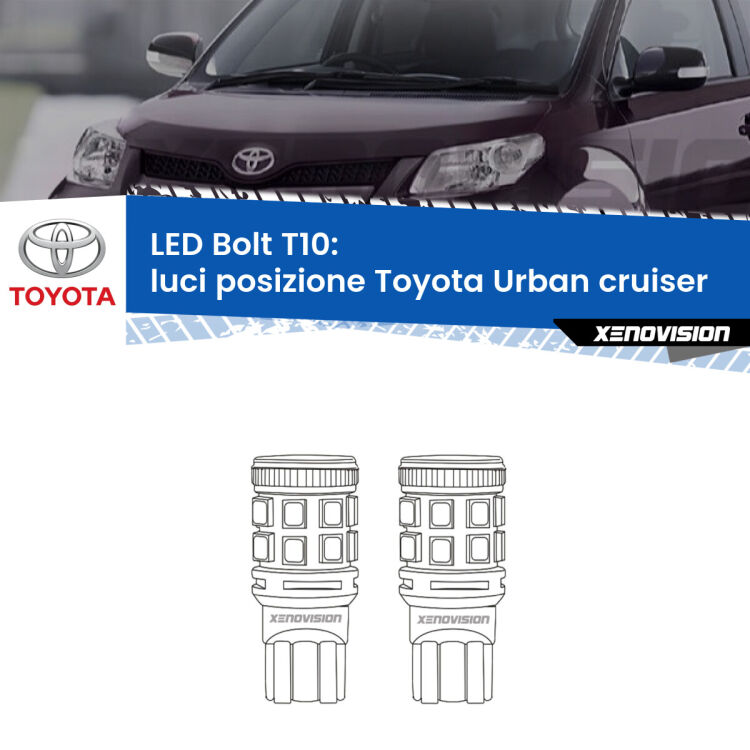 <strong>Luci posizione LED per Toyota Urban cruiser</strong>  2007-2016. Coppia lampade <strong>T10</strong> modello Bolt canbus.