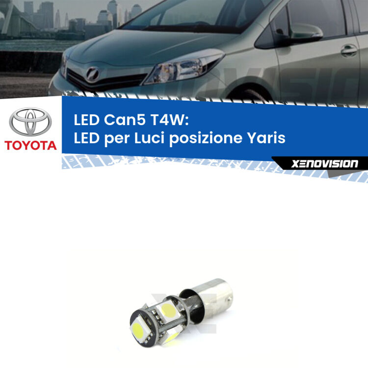 <strong>luci posizione LED per Toyota Yaris</strong> Mk1 1999-2005. Lampadina <strong>T4W</strong> BA9s Canbus da Xenovision.