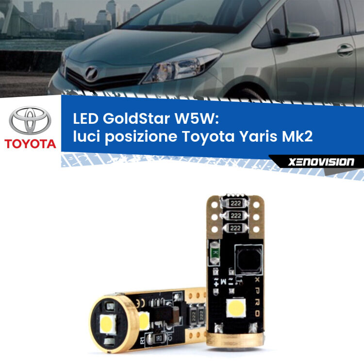 <strong>Luci posizione LED Toyota Yaris</strong> Mk2 2005-2010: ottima luminosità a 360 gradi. Si inseriscono ovunque. Canbus, Top Quality.