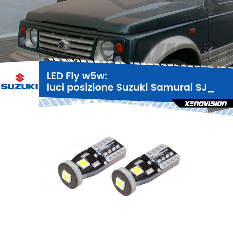 <strong>luci posizione LED per Suzuki Samurai</strong> SJ_ Versione 1. Coppia lampadine <strong>w5w</strong> Canbus compatte modello Fly Xenovision.