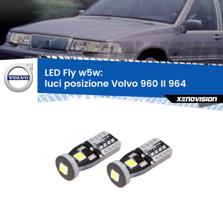 <strong>luci posizione LED per Volvo 960 II</strong> 964 1994-1996. Coppia lampadine <strong>w5w</strong> Canbus compatte modello Fly Xenovision.