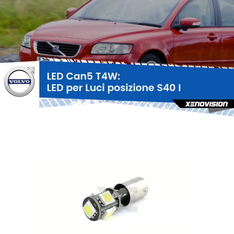 <strong>luci posizione LED per Volvo S40 I</strong> 644 1995-2003. Lampadina <strong>T4W</strong> BA9s Canbus da Xenovision.