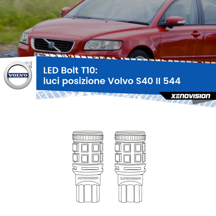 <strong>Luci posizione LED per Volvo S40 II</strong> 544 2004-2012. Coppia lampade <strong>T10</strong> modello Bolt canbus.