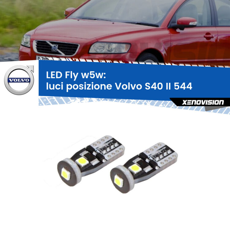 <strong>luci posizione LED per Volvo S40 II</strong> 544 2004-2012. Coppia lampadine <strong>w5w</strong> Canbus compatte modello Fly Xenovision.