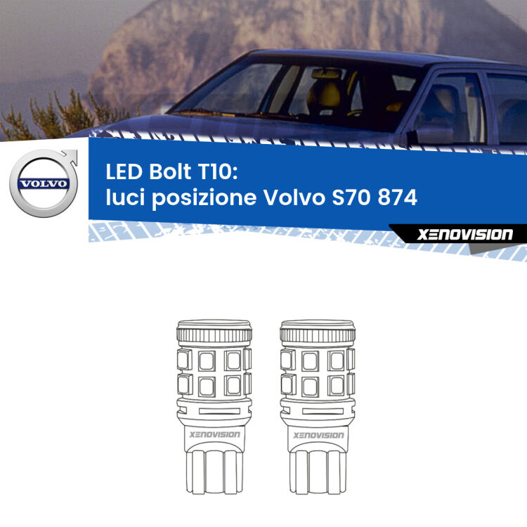 <strong>Luci posizione LED per Volvo S70</strong> 874 1997-2000. Coppia lampade <strong>T10</strong> modello Bolt canbus.