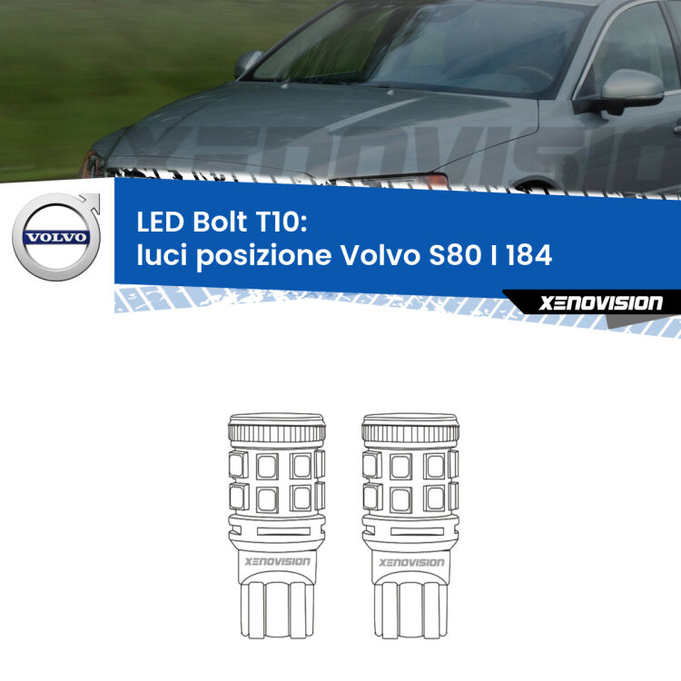 <strong>Luci posizione LED per Volvo S80 I</strong> 184 1998-2006. Coppia lampade <strong>T10</strong> modello Bolt canbus.