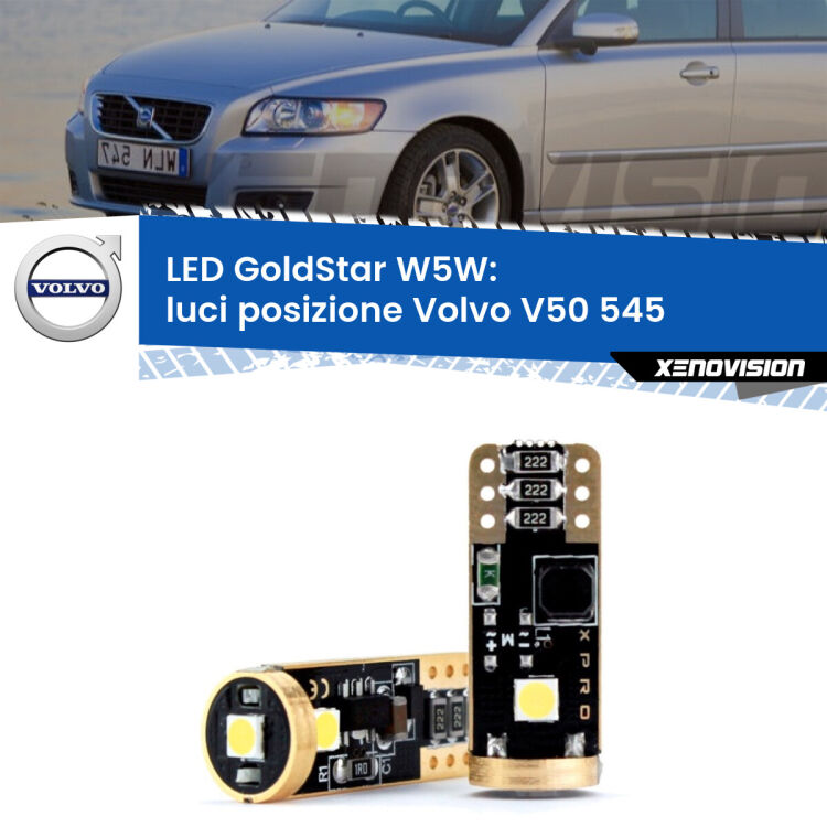 <strong>Luci posizione LED Volvo V50</strong> 545 2003-2012: ottima luminosità a 360 gradi. Si inseriscono ovunque. Canbus, Top Quality.