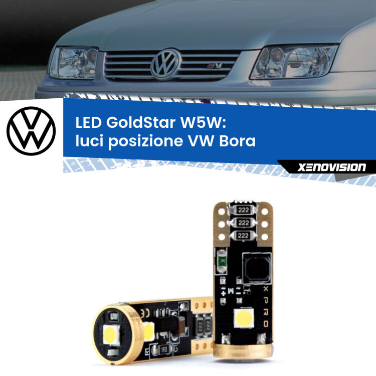 <strong>Luci posizione LED VW Bora</strong>  1999-2006: ottima luminosità a 360 gradi. Si inseriscono ovunque. Canbus, Top Quality.