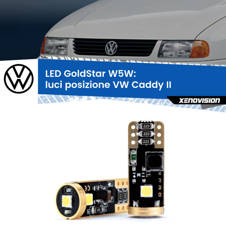 <strong>Luci posizione LED VW Caddy II</strong>  1996-2004: ottima luminosità a 360 gradi. Si inseriscono ovunque. Canbus, Top Quality.