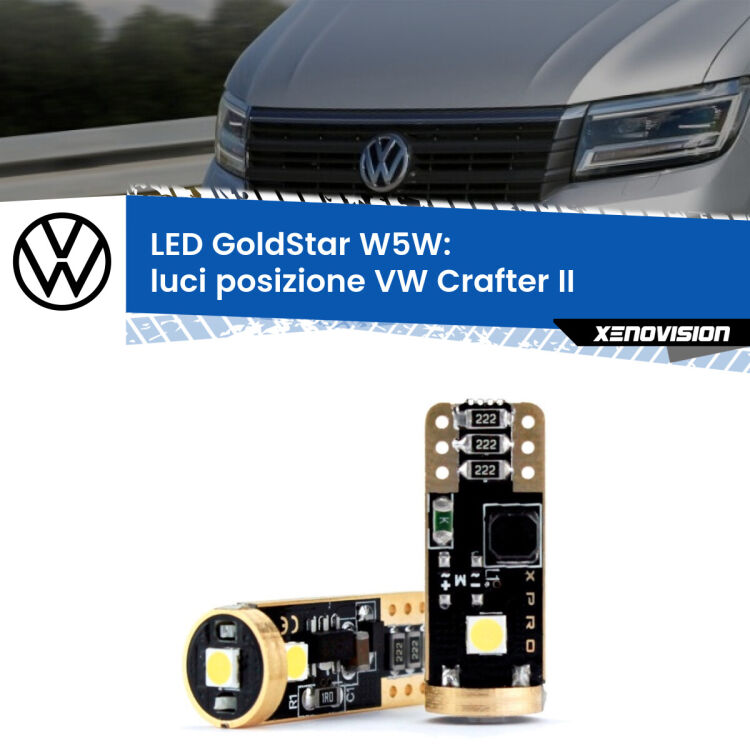 <strong>Luci posizione LED VW Crafter</strong> II 2016in poi: ottima luminosità a 360 gradi. Si inseriscono ovunque. Canbus, Top Quality.