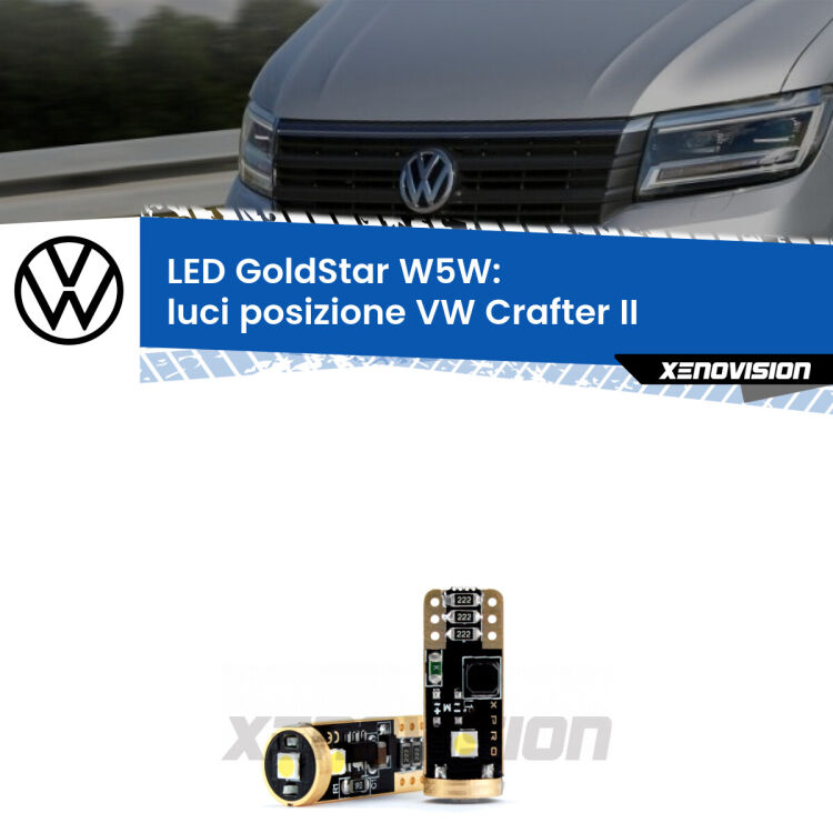 <strong>Luci posizione LED VW Crafter</strong> II 2016in poi: ottima luminosità a 360 gradi. Si inseriscono ovunque. Canbus, Top Quality.