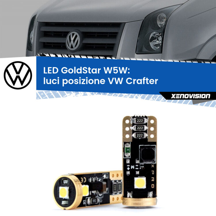 <strong>Luci posizione LED VW Crafter</strong>  senza luci diurne: ottima luminosità a 360 gradi. Si inseriscono ovunque. Canbus, Top Quality.