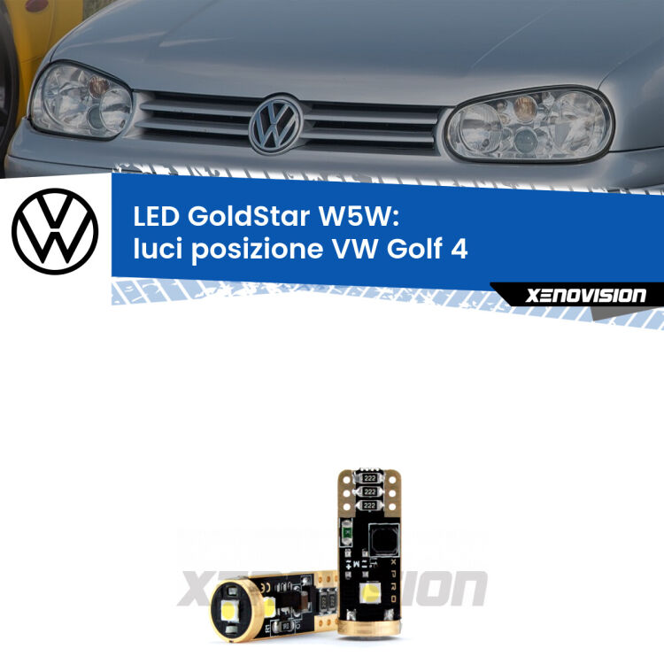 <strong>Luci posizione LED VW Golf 4</strong>  1997-2005: ottima luminosità a 360 gradi. Si inseriscono ovunque. Canbus, Top Quality.