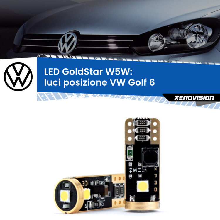 <strong>Luci posizione LED VW Golf 6</strong>  2008-2011: ottima luminosità a 360 gradi. Si inseriscono ovunque. Canbus, Top Quality.