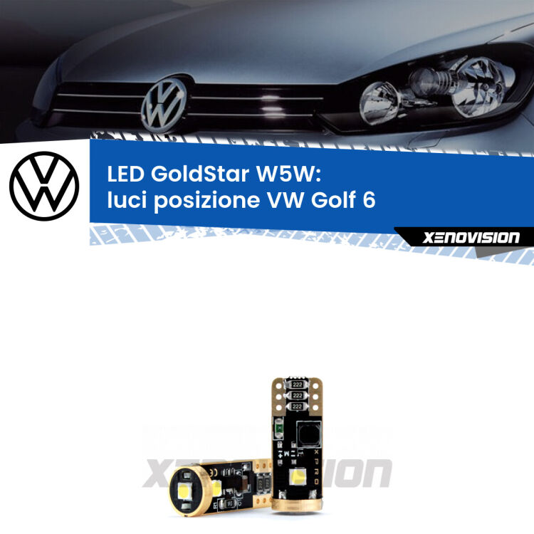 <strong>Luci posizione LED VW Golf 6</strong>  2008-2011: ottima luminosità a 360 gradi. Si inseriscono ovunque. Canbus, Top Quality.