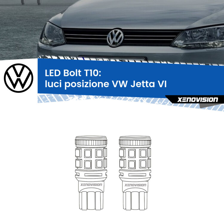 <strong>Luci posizione LED per VW Jetta</strong> VI 2010-2017. Coppia lampade <strong>T10</strong> modello Bolt canbus.